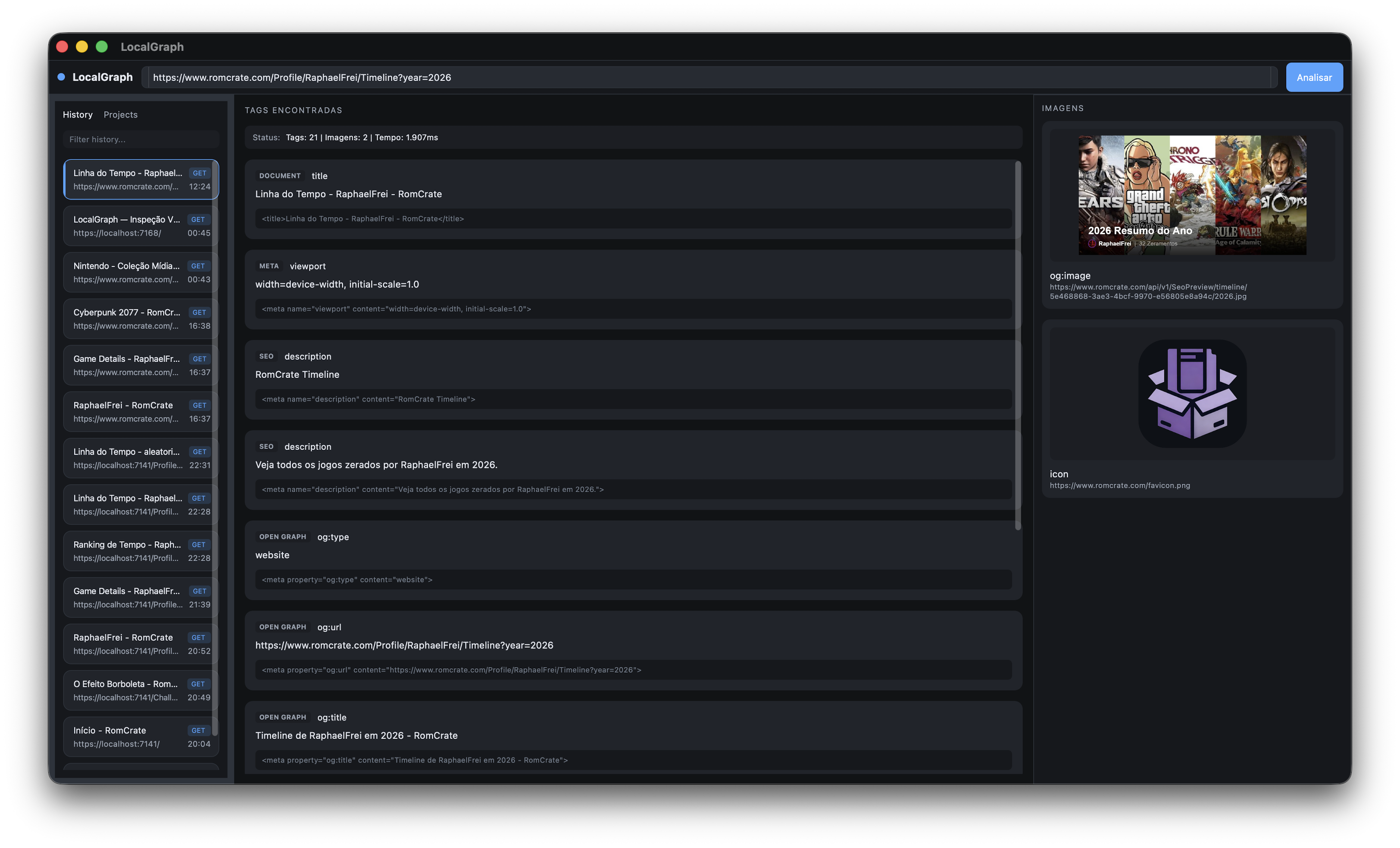 LocalGraph — Interface do aplicativo